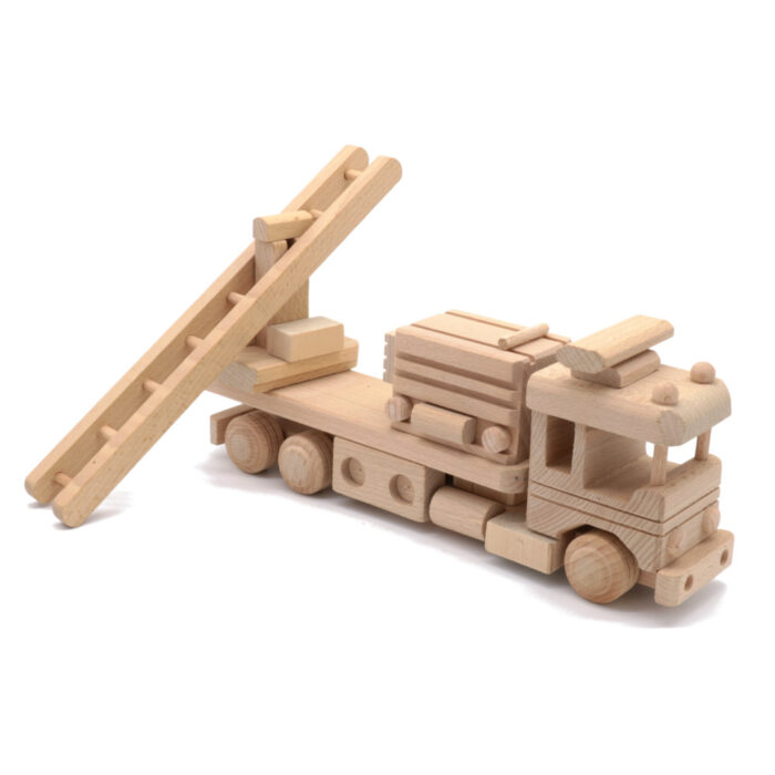 Wooden toy fire truck