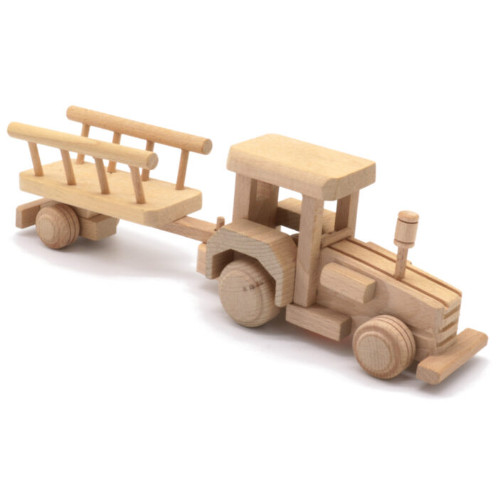 Игрушечный деревянный трактор/прицеп