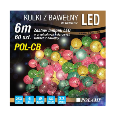 LED jouluvalot pallot 6m 60LED lanka valkoinen lämmin sisäkäyttöön