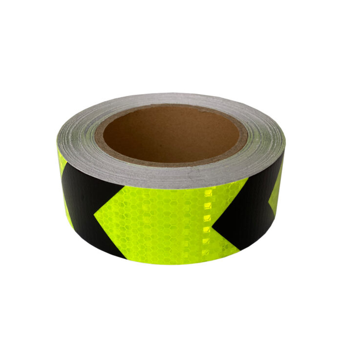 Reflexband riktad gul/svart 25mx5cm