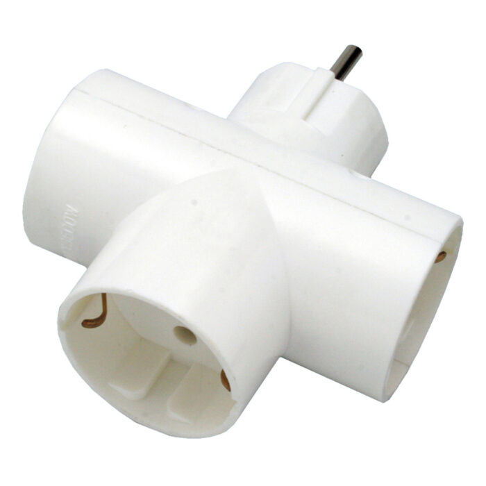 Branch socket with earthing 3 sockets, white 16A, in a package