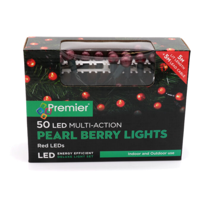 50 LED krāsainas pērļu gaismas sarkanā krāsā