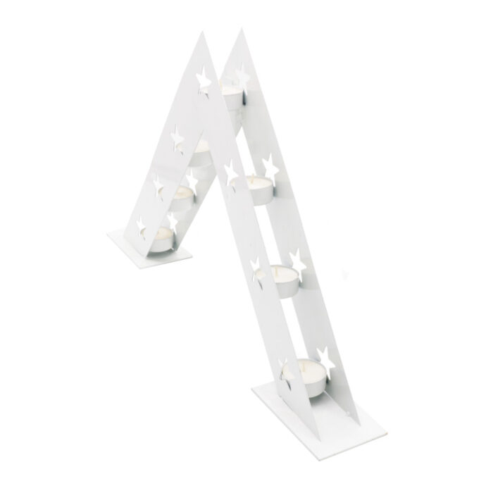 Triangular metal candle holder