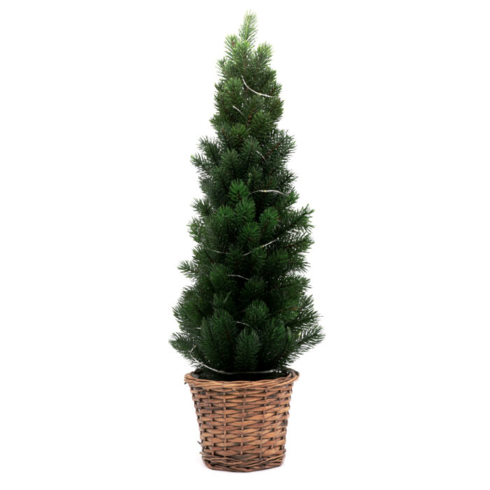 Artificial spruce in a wicker basket 65cm