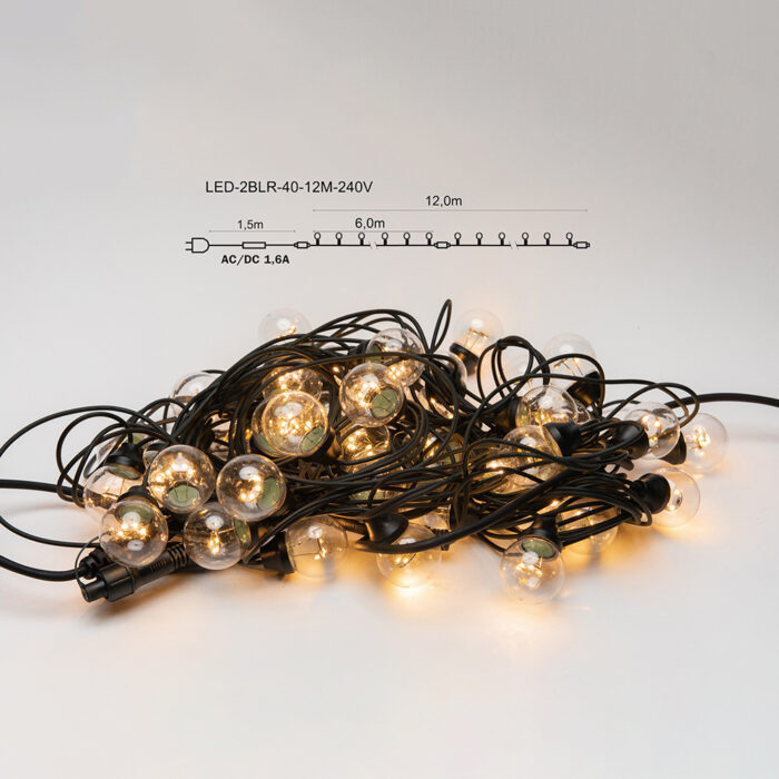 Artus Pro Straight LED light chain with balls 40LED 12m GOLD