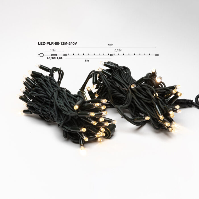 Suora LED-ulkoketju 80LED 12m GOLDEN Artus Pro