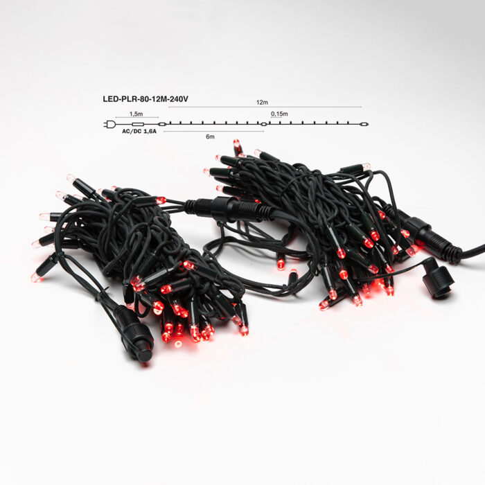 Artus Pro Straight LED outdoor chain 80LED 12m RED