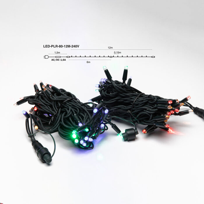 Suora LED-ulkoketju 80LED 12m MULTI-COLOR Artus Pro