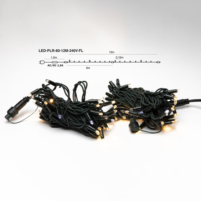 Straight flashing LED outdoor chain 80LED 12m GOLDEN / WHITE Artus Pro