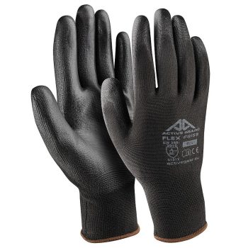 Work gloves thin poly / black PU + purple edge Active FLEX 7 / S PP 1pr (12/120)