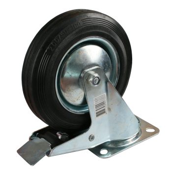 Kummiratas 200mm, 360° pööratav piduriga