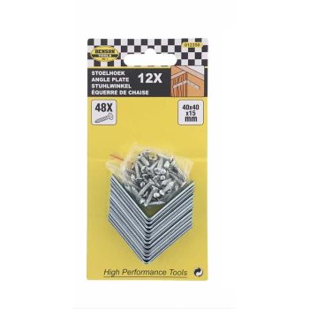 Nurgikud 40x40x15mm, 12tk + 48 kruvi komplektis