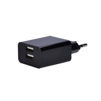 Laadimisadapter SOLIGHT 2xUSB, max 3100mA, 230V, must