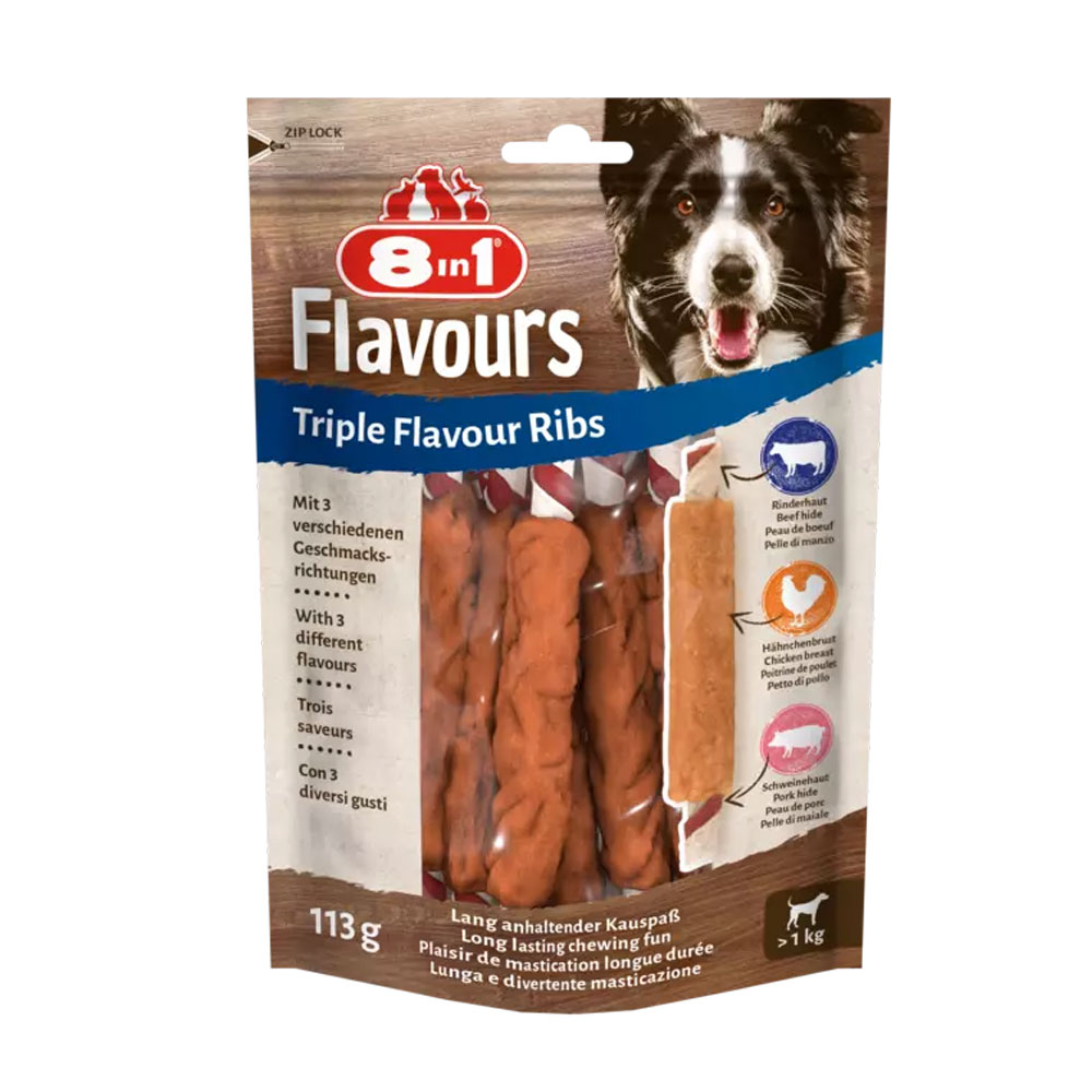 4048422144700 1 8in1 karums suniem ribina ar vistas fileju Triple Flavour Ribs 113 g N6