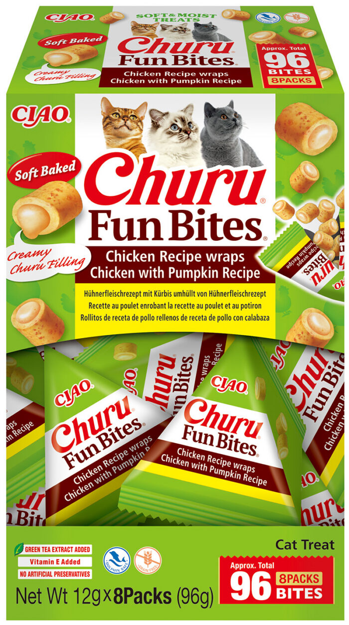 Churu FUN BITES Chicken Recipe wraps Chicken with Pumpkin kassimaius 8 x 12g
