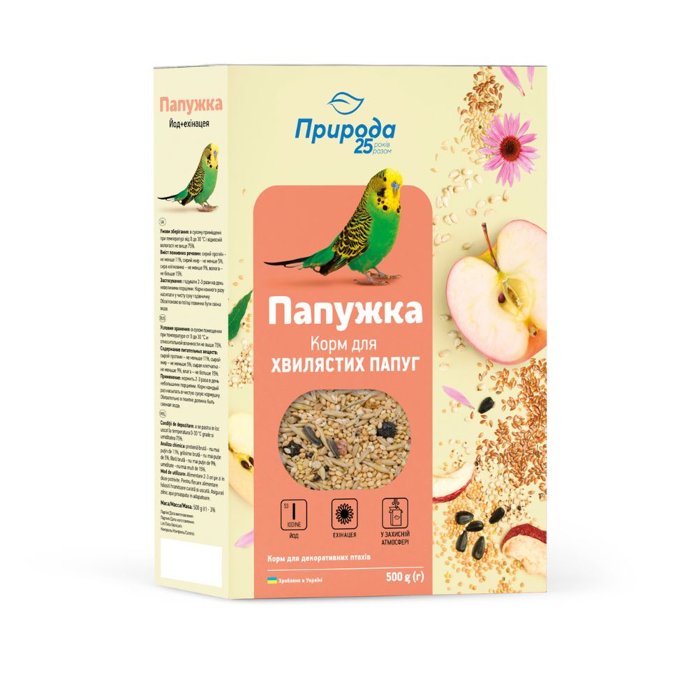 4823082410842 1 Priroda bariba papagailiem BUDGIE Jods Ehinacija 500 g