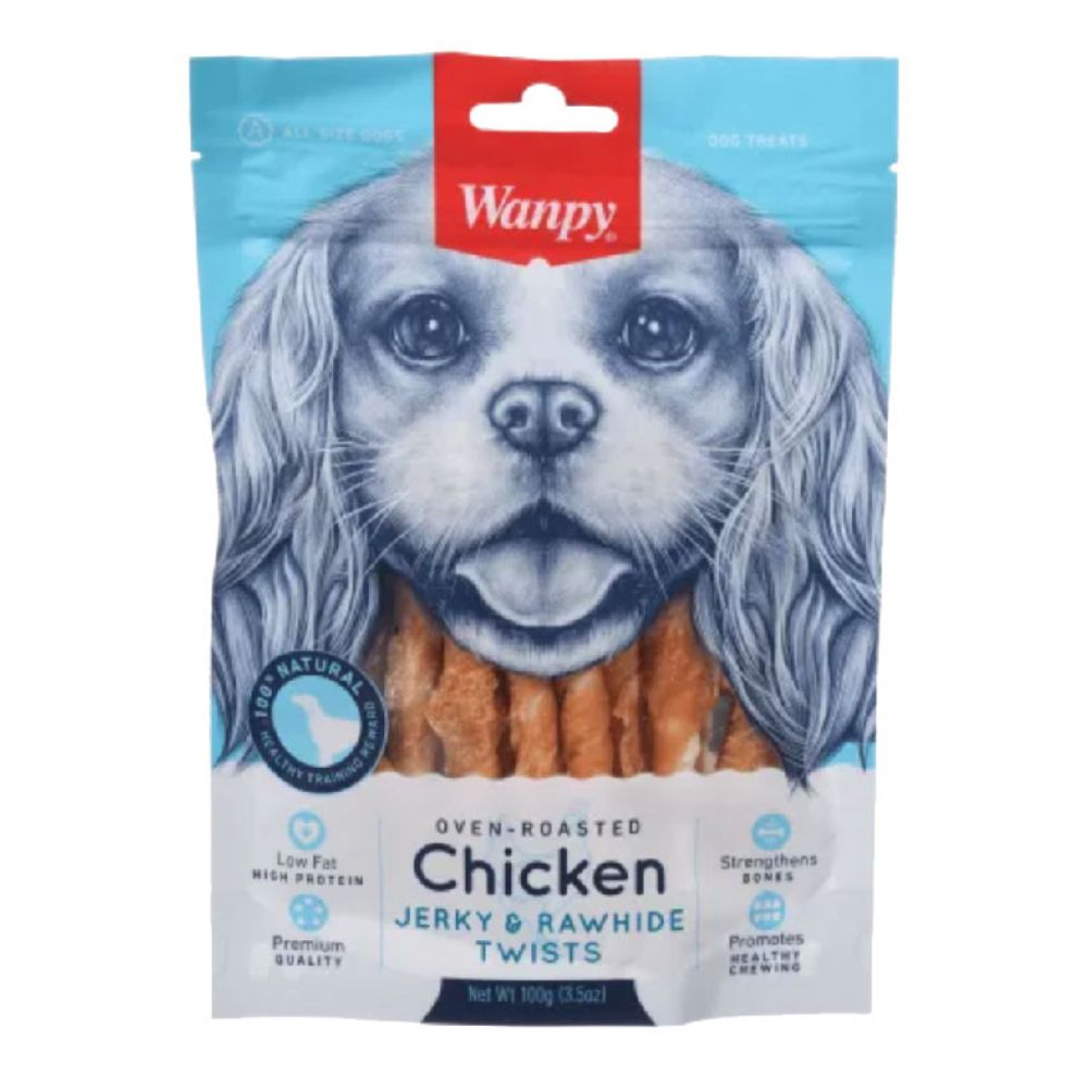 6927749810919 1 Wanpy Dogs CHICKEN JERKY RAWHIDE TWISTS 100 g