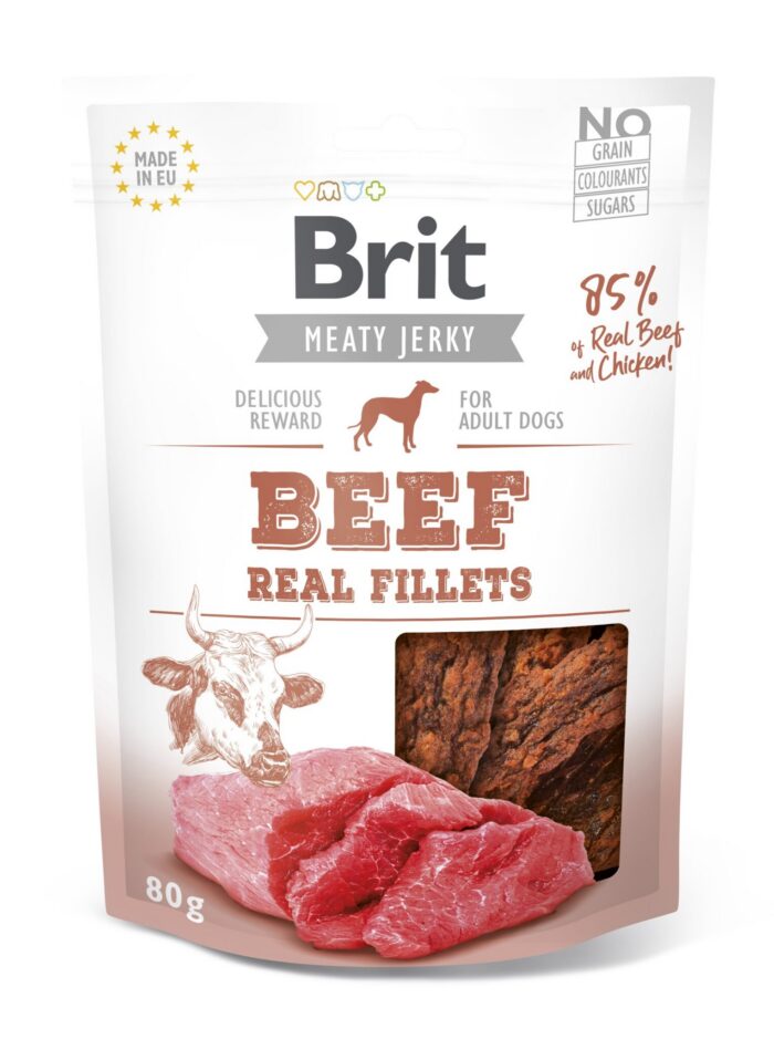 Brit Jerky Beef Real Fillets Snack närimismaius koertele 80g
