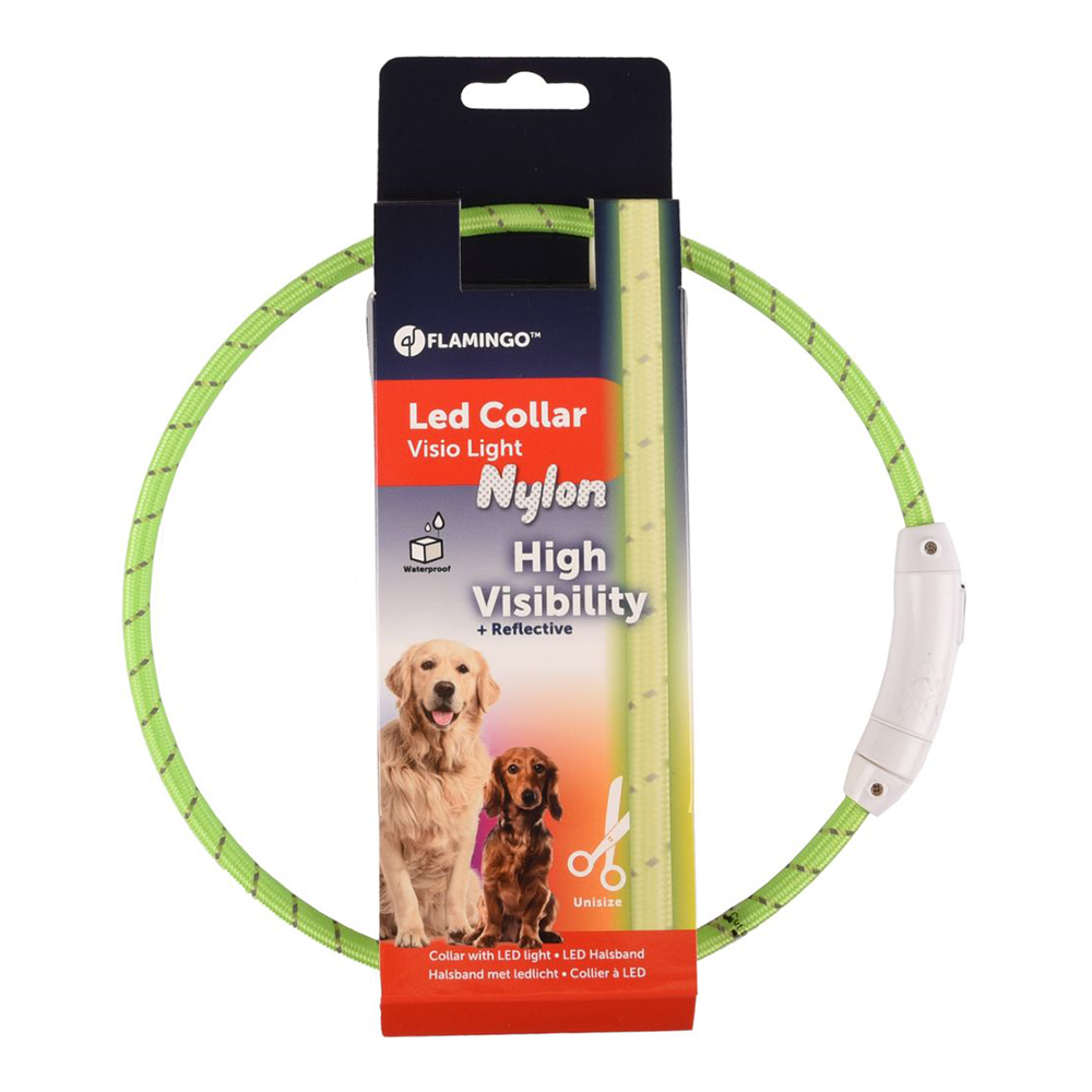 5400585125450 1 FLMG drosibas kakla siksna VISION LIGHT NYLON atstarojosa ar LED zala 33 63.5 cm x 8 mm 519762