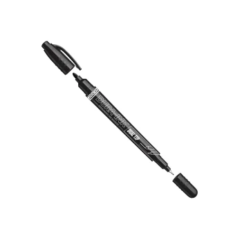 Marker Dura-ink DUAL-TIP kahepoolne 0,7/1mm, must, veekindel
