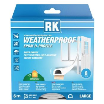 Akna- ja uksetihend RK EPDM LARGE D-profiil valge 6m