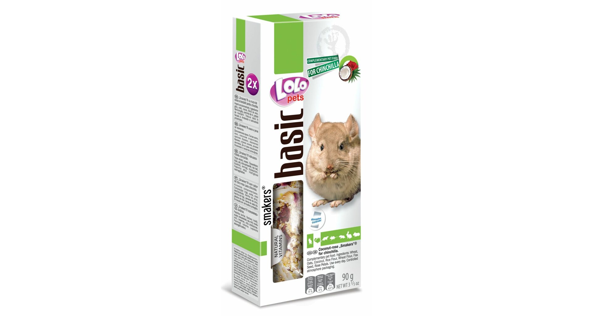 LoLo Pets Smakers maiusepulgad tšintšiljadele kookosega 2tk 90g - Alve