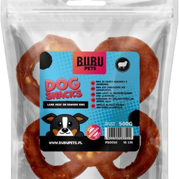 Bubu Pets koeramaius veisenahast rõngad lambalihaga 10cm 500g