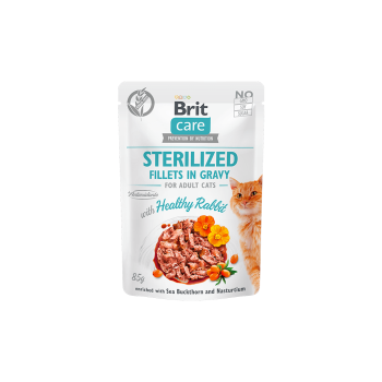 Brit Care Fillets in Gravy Healthy Rabbit märgtoit steriliseeritud kassidele 85g