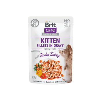 Brit Care Fillets in Gravy Turkey Kitten märgtoit kassipoegadele 85g