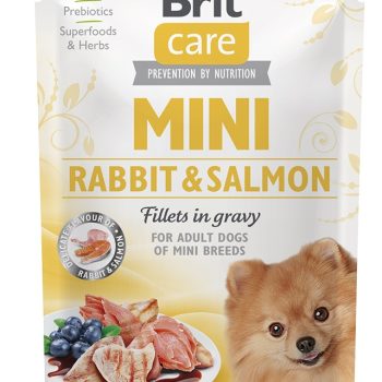 Brit Care Mini Rabbit & Salmon fillets in gravy einekotike koertele 85g