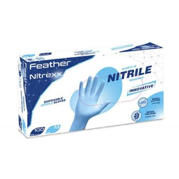 Feather Nitriilkindad ühekord.kasut.100 tk, L Sinine