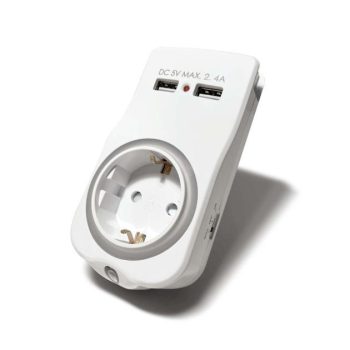 LED-öölamp/harupesa Technik 230V 2xUSB + 1x230V, valge