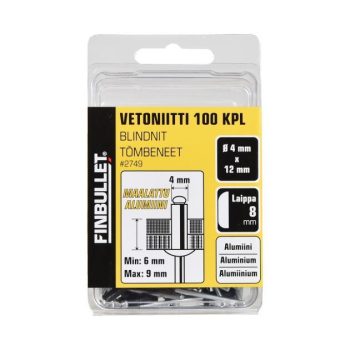 Neet 4,0X12 Alumiinium MUST 100 tk