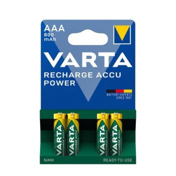 Akupatarei Varta Rechargeable Power NiMH AAA/R03 800mAh 4tk/pakendis