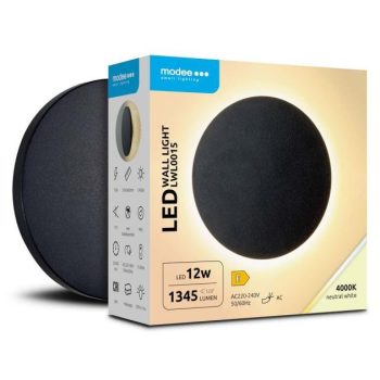 LED-fassaadivalgusti MODEE (LWL0015) ümmargune 12W (1345 lumen) IP65 D160x60mm, must