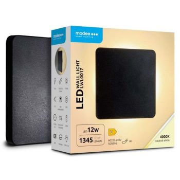 LED-fassaadivalgusti MODEE (LWL0017) kandiline 12W (1345 lumen) IP65 165x165x61mm, must