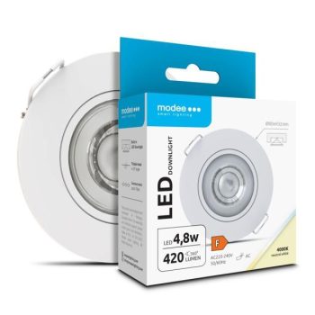 LED-süvistatav valgusti MODEE 4,8W, 4000K, IP20, D80xH32mm, pööratav (420 luumenit), valge