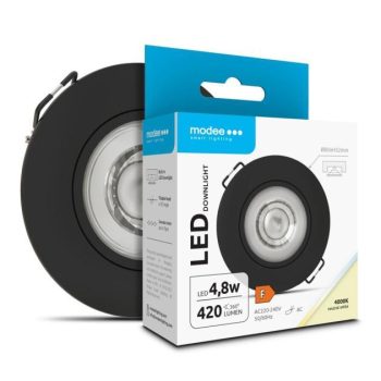 LED-süvistatav valgusti MODEE 4,8W, 4000K, IP20, D80xH32mm, pööratav (420 luumenit), must