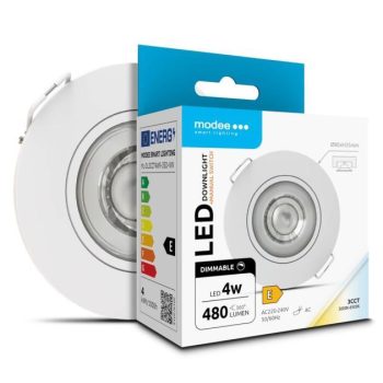 LED-süvistatav valgusti, dimmerdatav MODEE 4W, 3CCT, IP44, D80xH32mm, pööratav (480 luumenit), valge