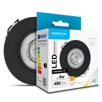 LED-süvistatav valgusti, dimmerdatav MODEE 4W, 3CCT, IP44, D80xH32mm, pööratav (480 luumenit), must