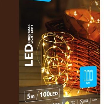 LED-valguskett Modee C1011 100LED/5m, 1W, 2700K, 3xAA