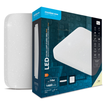 LED-valgusti/plafoon MODEE nelinurk 14W 4000K IP44 (1460 luumenit), D275x275x70mm, valge
