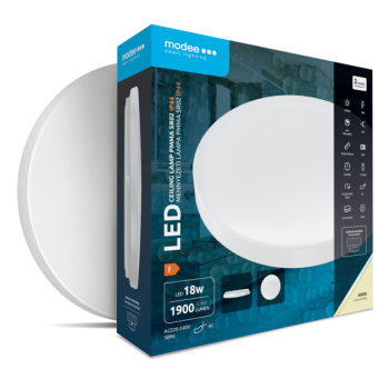 LED-valgusti/plafoon MODEE ümmargune 18W 4000K IP44 (1900 luumenit), D255x70mm, valge