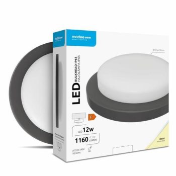 LED-valgusti/plafoon MODEE ümmargune 12W 4000K IP65 (1160 luumenit), D151x38mm, must