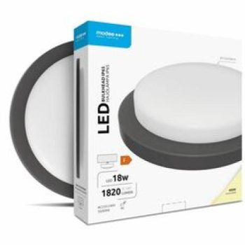 LED-valgusti/plafoon MODEE ümmargune 18W 4000K IP65 (1820 luumenit), D195x35mm, must