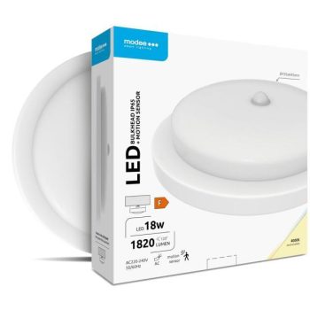 LED-valgusti/plafoon MODEE ümmargune 18W 4000K IP65+liikumisandur (1820 luumenit), D195x45mm, valge