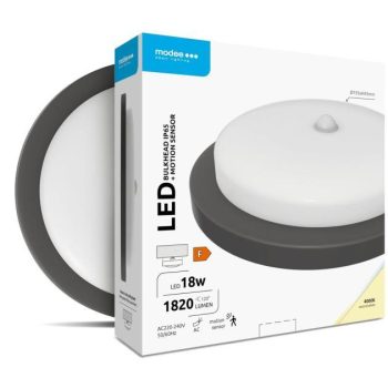 LED-valgusti/plafoon MODEE ümmargune 18W 4000K IP65+liikumisandur (1820 luumenit), D195x45mm must