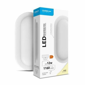 LED-valgusti/plafoon MODEE ovaalne 12W 4000K IP65 (1160 luumenit), 38x94x195mm, valge