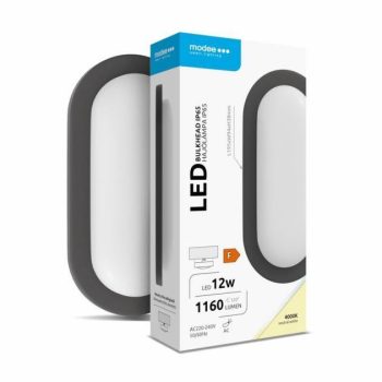 LED-valgusti/plafoon MODEE ovaalne 12W 4000K IP65 (1160 luumenit), 38x94x195mm, must
