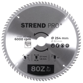 Saeketas Strend Pro TCT 254/80Tx30mm puidule